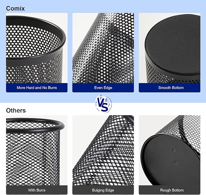 Comix Pen Holder Desk Organizer, Wire Mesh Pencil Cup - Image 5