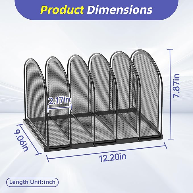 SUPEASY File Organizer for Desk, 5-Section Mesh Desk Organizer, Vertical File - Image 4