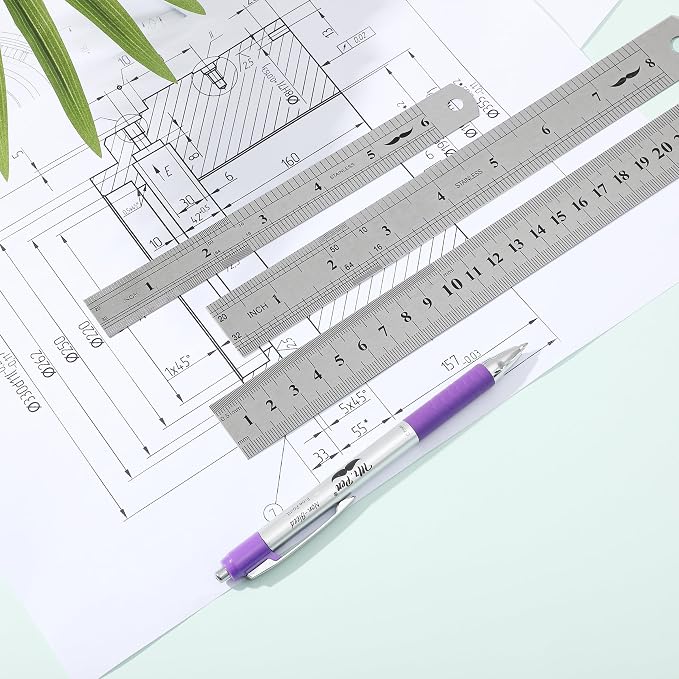 Mr. Pen- Metal Straight Edge Ruler, Imperial & Metric Measurements - Image 6