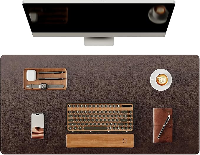 YSAGi Genuine Leather Desk Mat, 31.5"x15.8" Office Desk Pad, Thick Premium by YSAGi