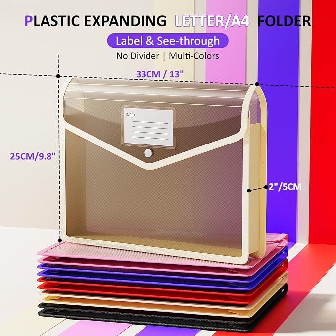 ThinkTex Plastic Expanding File Folder, Transparent Envelopes - Image 2