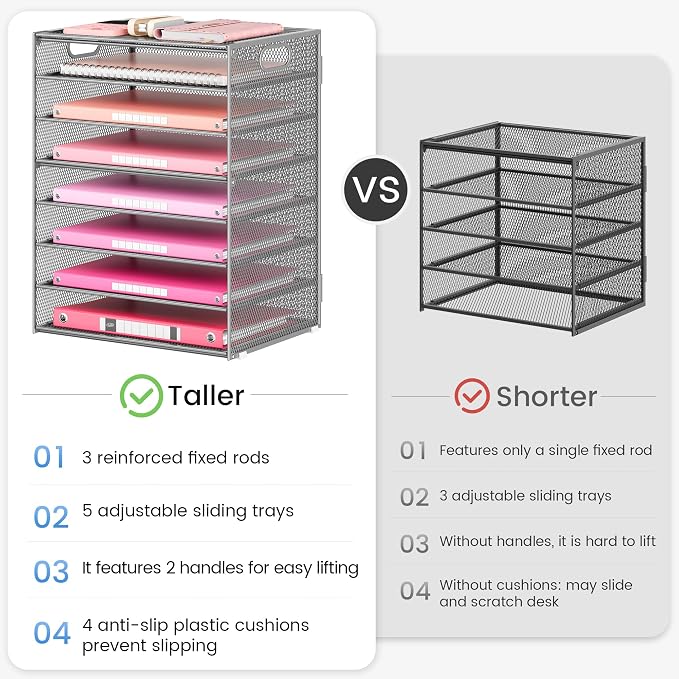 Lavatino 2 Pack 8-Tier Office Desk File Organizer, Letter Tray Paper Organizer - Image 5