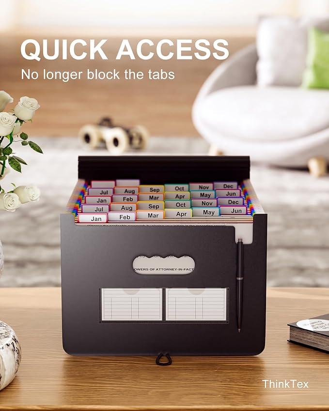ThinkTex Accordion File Organizer, 26 Pockets Expanding File Folders, Monthly - Image 4