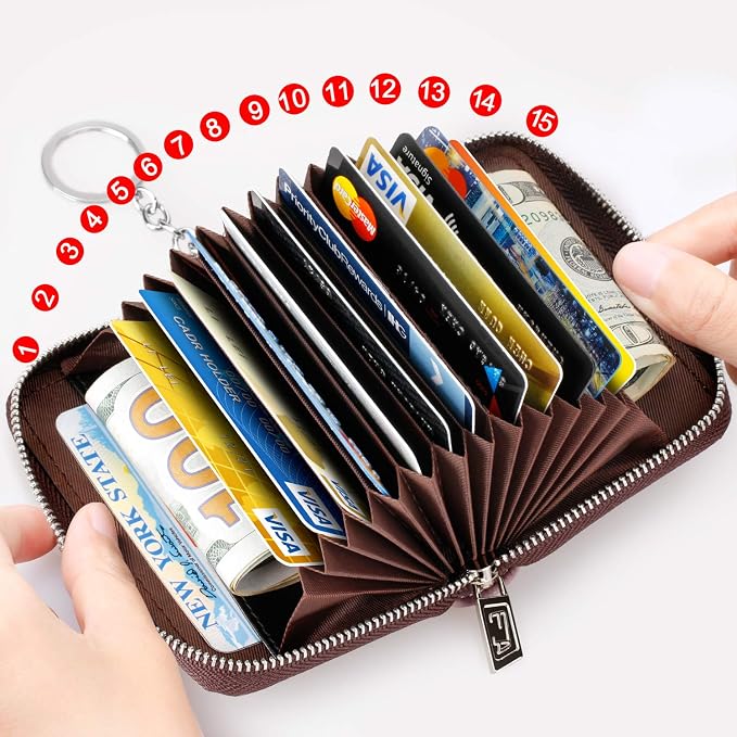FurArt Zipper Wallet Women, RFID Blocking Credit Card Wallet, Business Card - Image 3