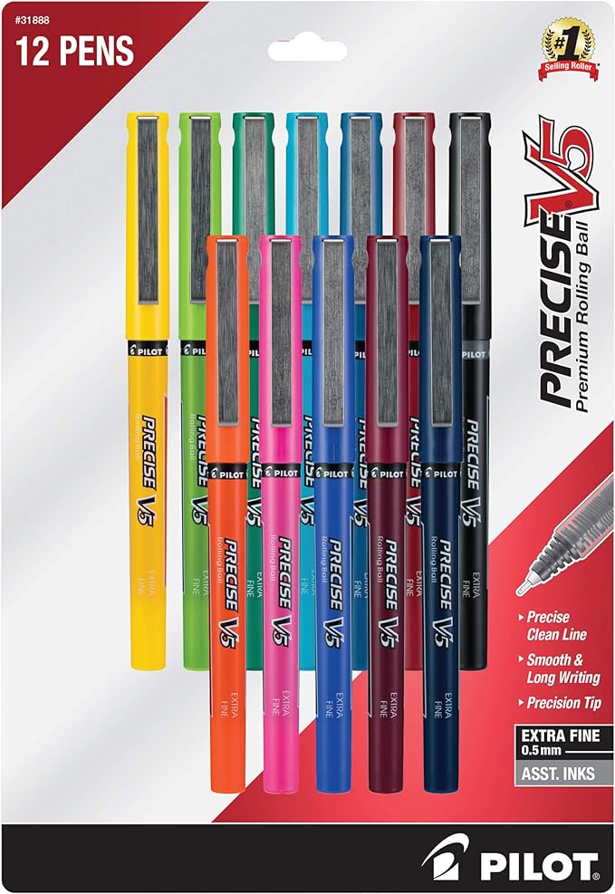 Pilot Precise V5 Refillable Liquid Ink Rolling Ball Refillable Pens, Extra Fine by PilotCorporationofAmerica