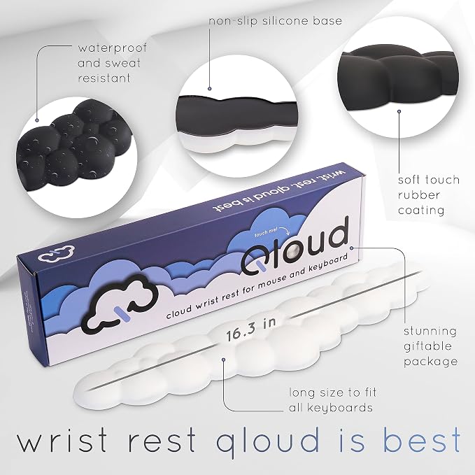 Black Cloud Keyboard Wrist Rest – Create-ables Qloud Black Wrist Rest - Image 3