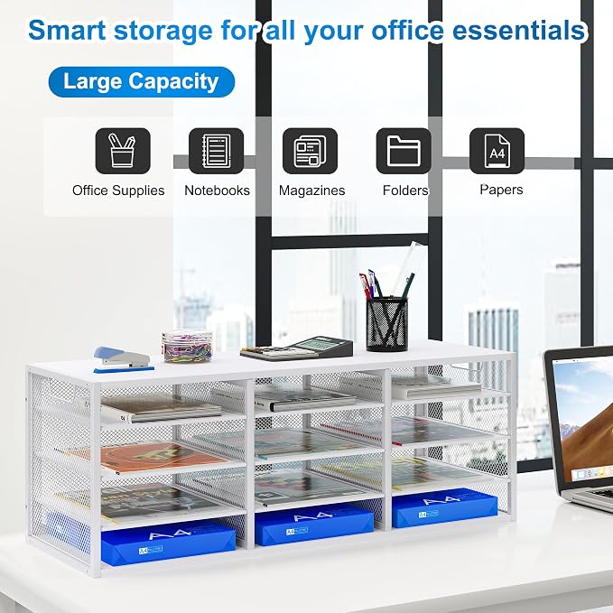 Mail Sorter Adjustable Countertop Mail Holder, Heavy Duty Literature Organizer - Image 4