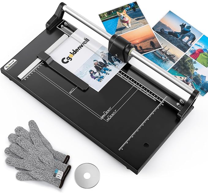 CGOLDENWALL A4 Rotary Paper Trimmer, 12 Sheets, w/Extra Blade & Gloves by CGOLDENWALL