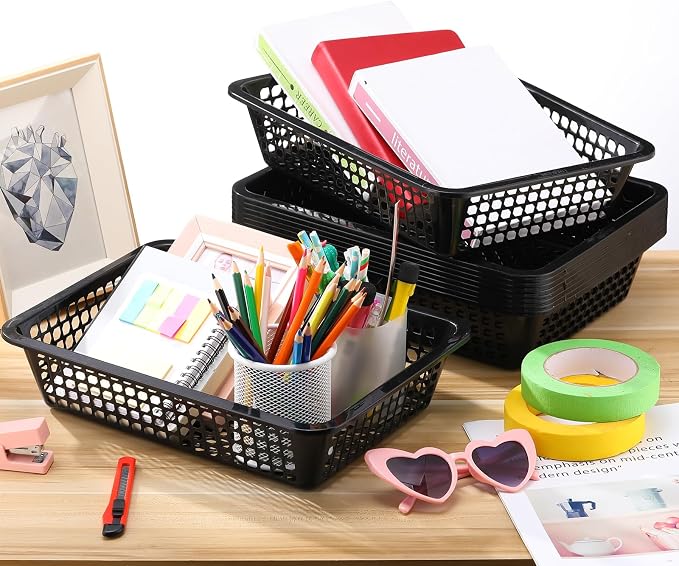 Zhehao 14 x 10 x 3 Inch 16 Pack Paper Organizer Basket Small Plastic Storage - Image 6