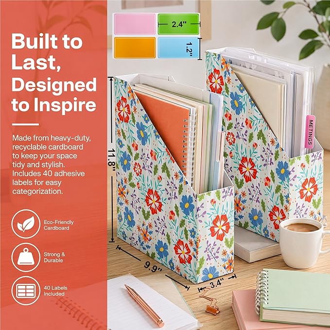 WRINGKIT 20 Pack Cardboard Magazine File Holder, Foldable Magazine Organizer Box - Image 2