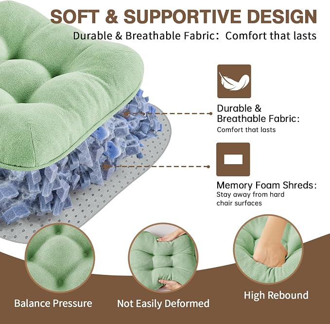 BETU Chair Cushions for Dining Chairs Set of 4, 3.5" Thick Green Kitchen Chair - Image 8