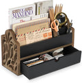 Desk Organizer with Drawer Wood File Office Mail Organizer Countertop-5 Slot by Dhmkfly