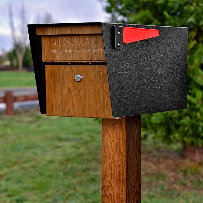 Mail Boss 7124 In- Ground Steel Mounting Mailbox Post, Wood Grain - Image 2