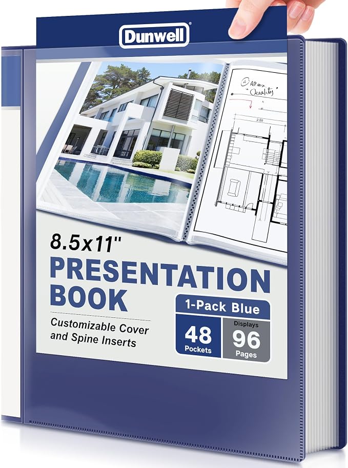 Dunwell Presentation Binder 48-Pocket, Displays 96 Pages, 8.5x11 Portfolio by Dunwell