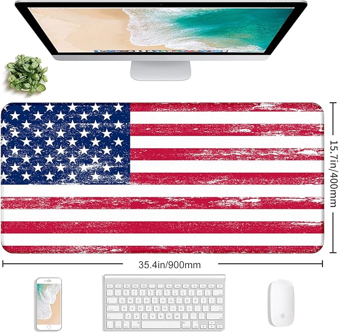 American Flag XXL Large Mouse Pad, Gaming and Home Stitching Side Table Mat | - Image 2