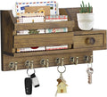 VIS'V Key Holder Wall Mount, Wooden Mail and Key Organizer, Small Shelf by VISV