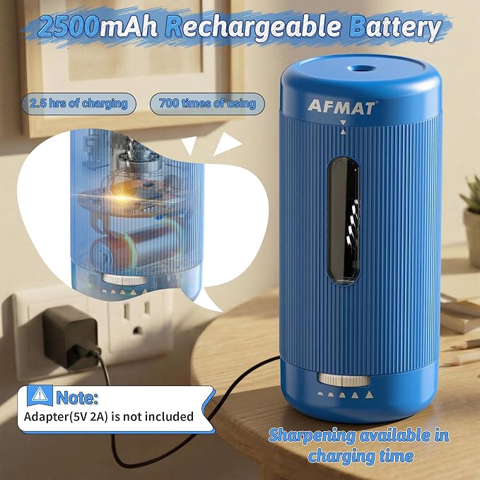 AFMAT Electric Pencil Sharpener, Auto in & Out, 5 Nibs, 7K+ Uses, Fully - Image 5