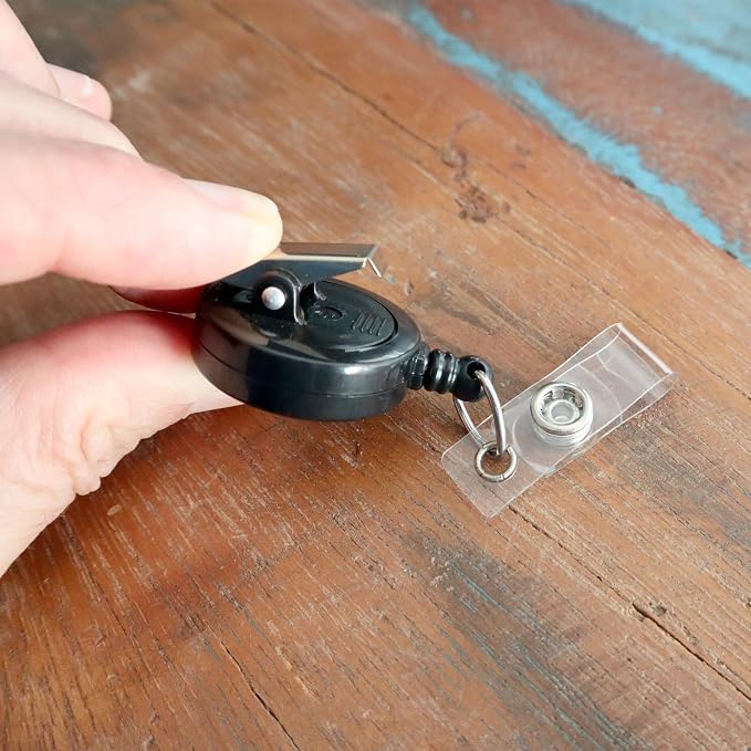 Bulk 100 Pack - Bulk Premium Black Retractable Name Badge Reels - Image 5
