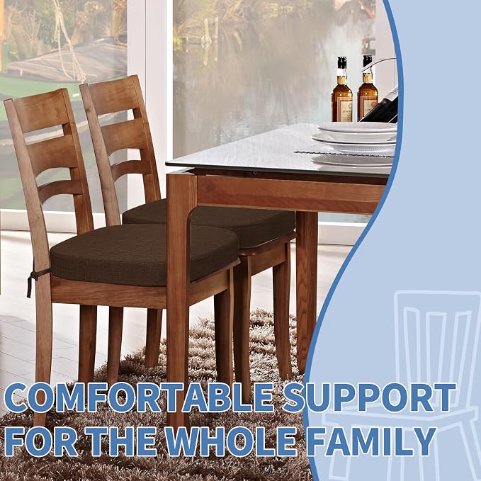BUYUE Thickened 2.5" Dining Chair Cushions Set of 4, U-Shape High Density Foam - Image 4