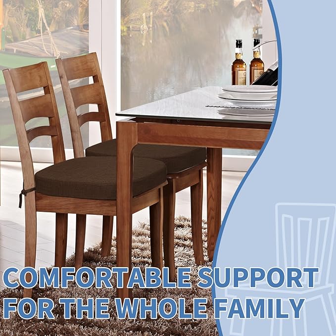 BUYUE Thickened 2.5" Dining Chair Cushions Set of 6, U-Shape High Density Foam - Image 4