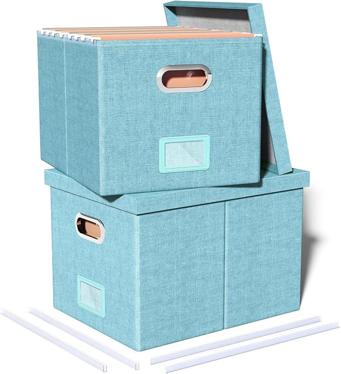 Oterri 2 Pack File Storage Organizer Box, Filing Box, Portable File Box by Oterri