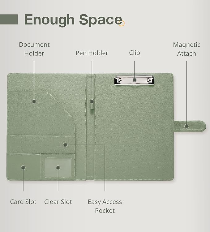 Clipboard Folder Padfolio, Mymazn Writing Portfolio Faux Leather Clipboards - Image 2