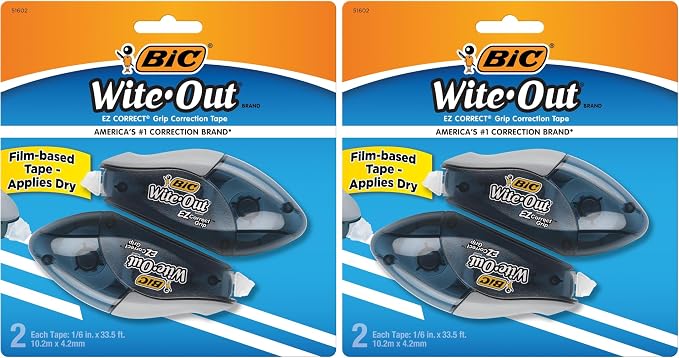 BIC Wite-Out Brand EZ Correct Grip Correction Tape, 19.8 Feet, of White by BIC