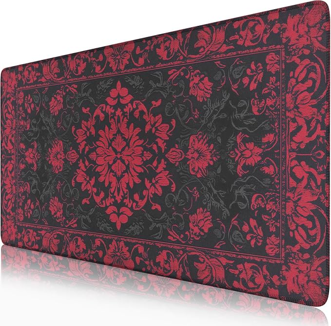 Victorian Gothic Floral Desk Mat Black Red Baroque Desk Pad Dark Academia XXL by Nasdalgias