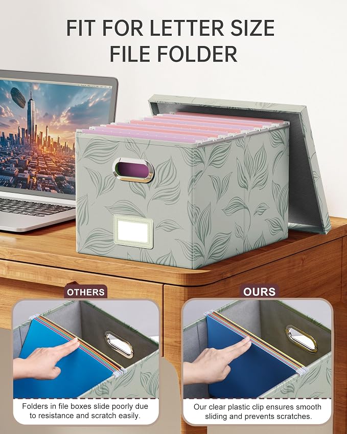 Oterri File Organizer with Lid, File Box, File Cabinet - Image 3