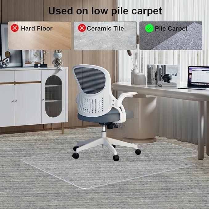 Heavy Duty Chair Mat for Carpet, Office Floor Mat for Carpeted Floors, Under - Image 2