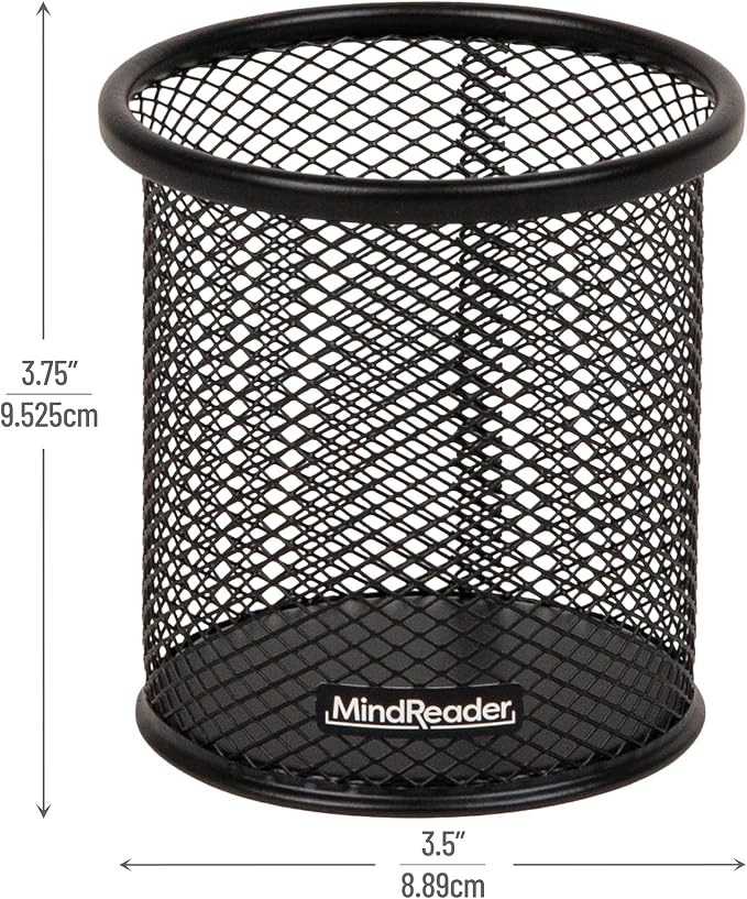 Mind Reader Pen and Accessories Holder, Desktop Organizer, Metal Mesh, 3.5"L x - Image 3