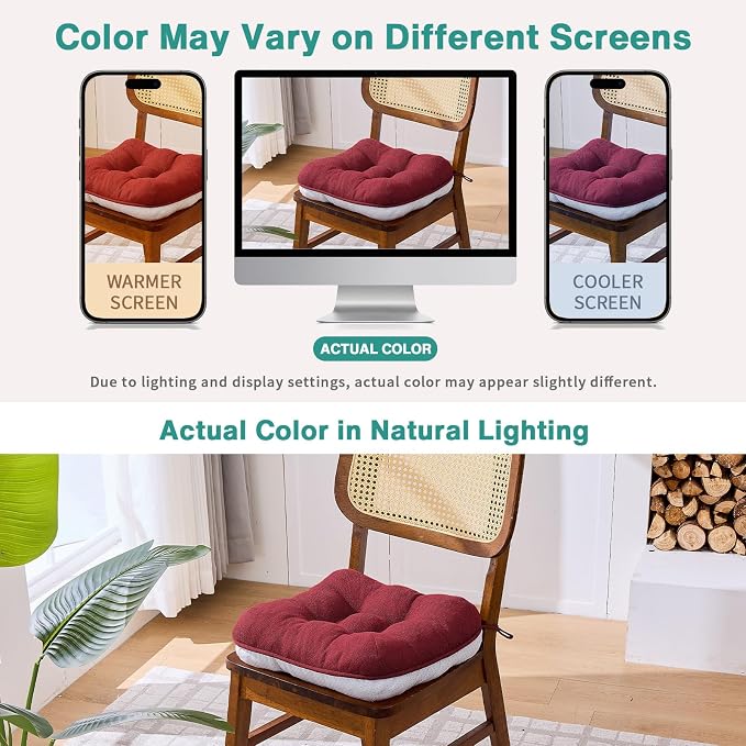 BETU Chair Cushions for Dining Chairs Set of 6, 3.5" Thick Kitchen Table Chair - Image 6