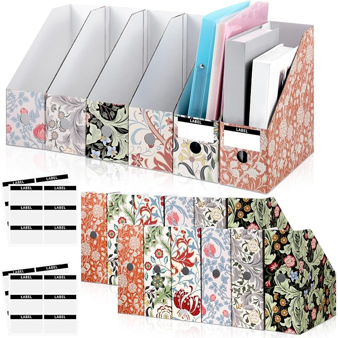 PerKoop 12 Pcs Decorative Magazine File Holders Floral Foldable File Folders by PerKoop