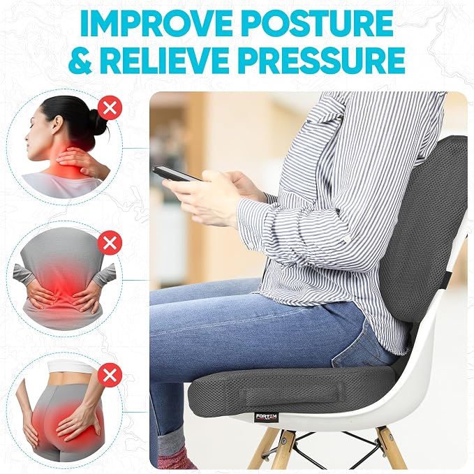 FORTEM Seat Cushion, Office Chair Cushion, Lumbar Support Pillow - Image 5