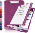 HWPRATO Glitter Clipboard with Storage, Clip Boards 8.5x11 with Pen Holder by Home