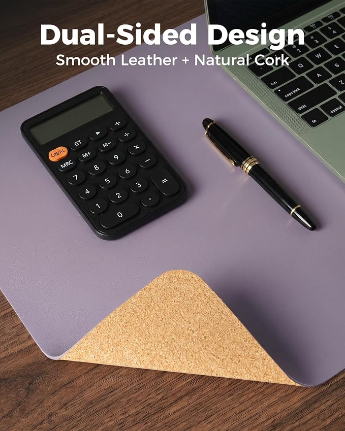 Aothia Dual-Sided Desk Mat, FSC Cork & PU Leather Desk Pad, Large Mouse Pad & - Image 2