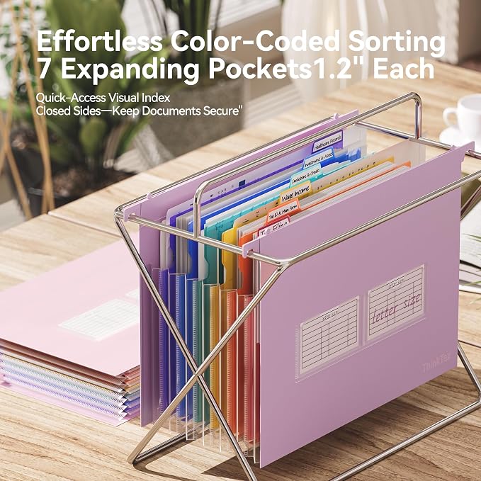ThinkTex Plastic Expanding Hanging File Folders, 7 Innovative 1.2" Accordion - Image 4