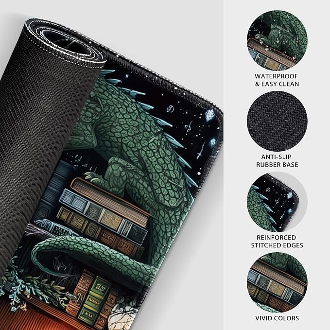 Mystical Gothic Library Large Gaming Mouse Pad 31.5"x15.7"｜ Vintage Book-Themed - Image 6