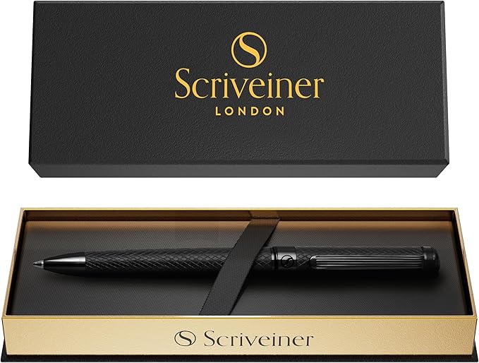 Scriveiner All Black Ballpoint Pen -Stunning Luxury All Metal Matt Black Pen by Scriveiner