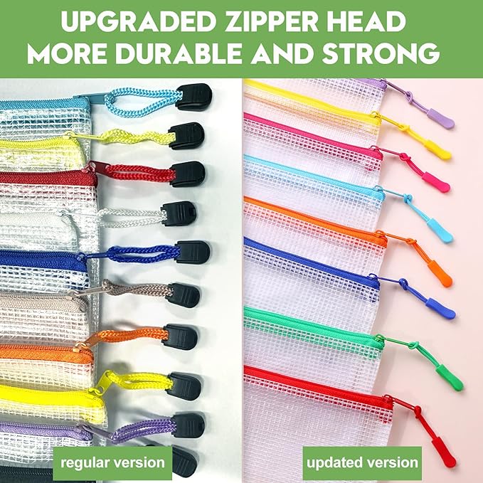 YOPCDJ 24pcs Mesh Zipper Pouch File Bags Puzzle Storage Bags, A3 17x12 Inches - Image 2