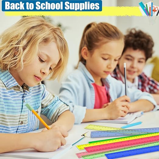 200 Pcs Rulers Bulk, 12 Inch Plastic Assorted Color Clear Rulers - Image 6