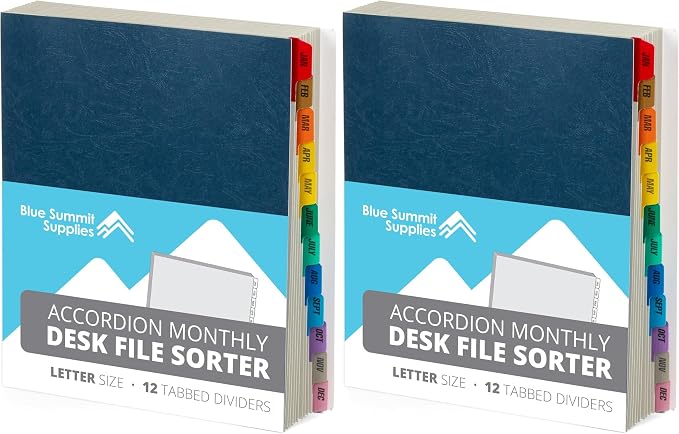 Blue Summit Expanding Monthly File Organizer, Letter Size 12 Month File Folder by BlueSummitSupplies