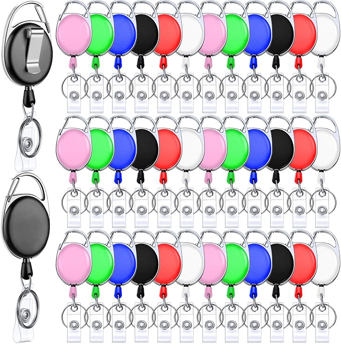 Honoson 50 Pcs Heavy Duty Retractable Badge Reels Batch ID Badge Holder by Honoson