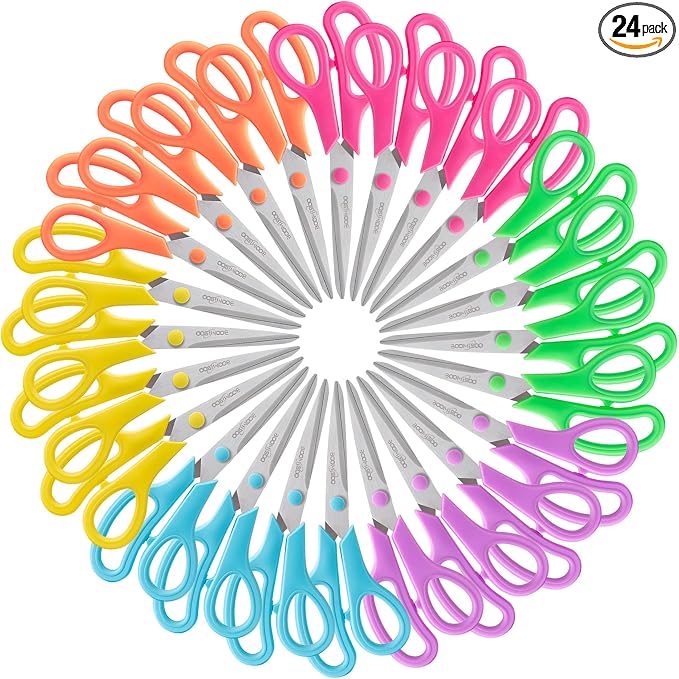 Scissors, BOOMIBOO 8" All Purpose 24 Pack by BOOMIBOO