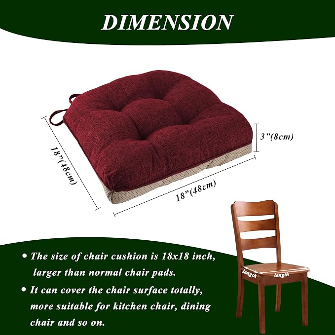 Chair Cushions for Dining Chairs 2 Pack, - Image 2