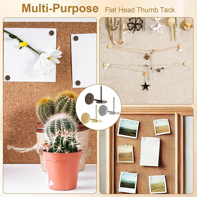 99pcs Metal Thumb Tacks, Heavy Duty Flat Head Push Pins, Upholstery Tacks - Image 4