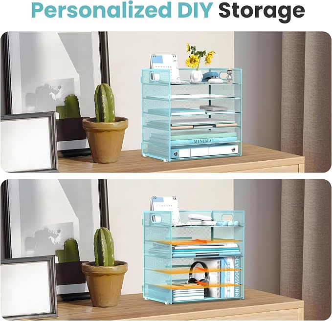 Daltack 6 Tier Paper Organizer for Desk, Paper Letter Tray Organizer for Desks - Image 2