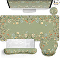 LIMKRIAN Floral Desk Mat Set, Cute Green Desk Accessories Gifts by LIMKRIAN