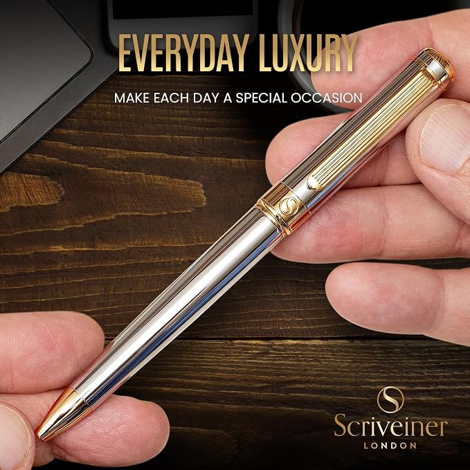 Scriveiner Silver Chrome Ballpoint Pen - Image 7