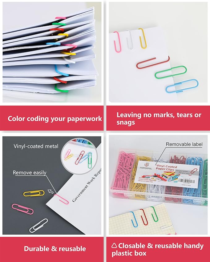 PAPERPAL Paper Clips, 2 in & 1-2/7 in, school and personal use; 180 jumbo - Image 4